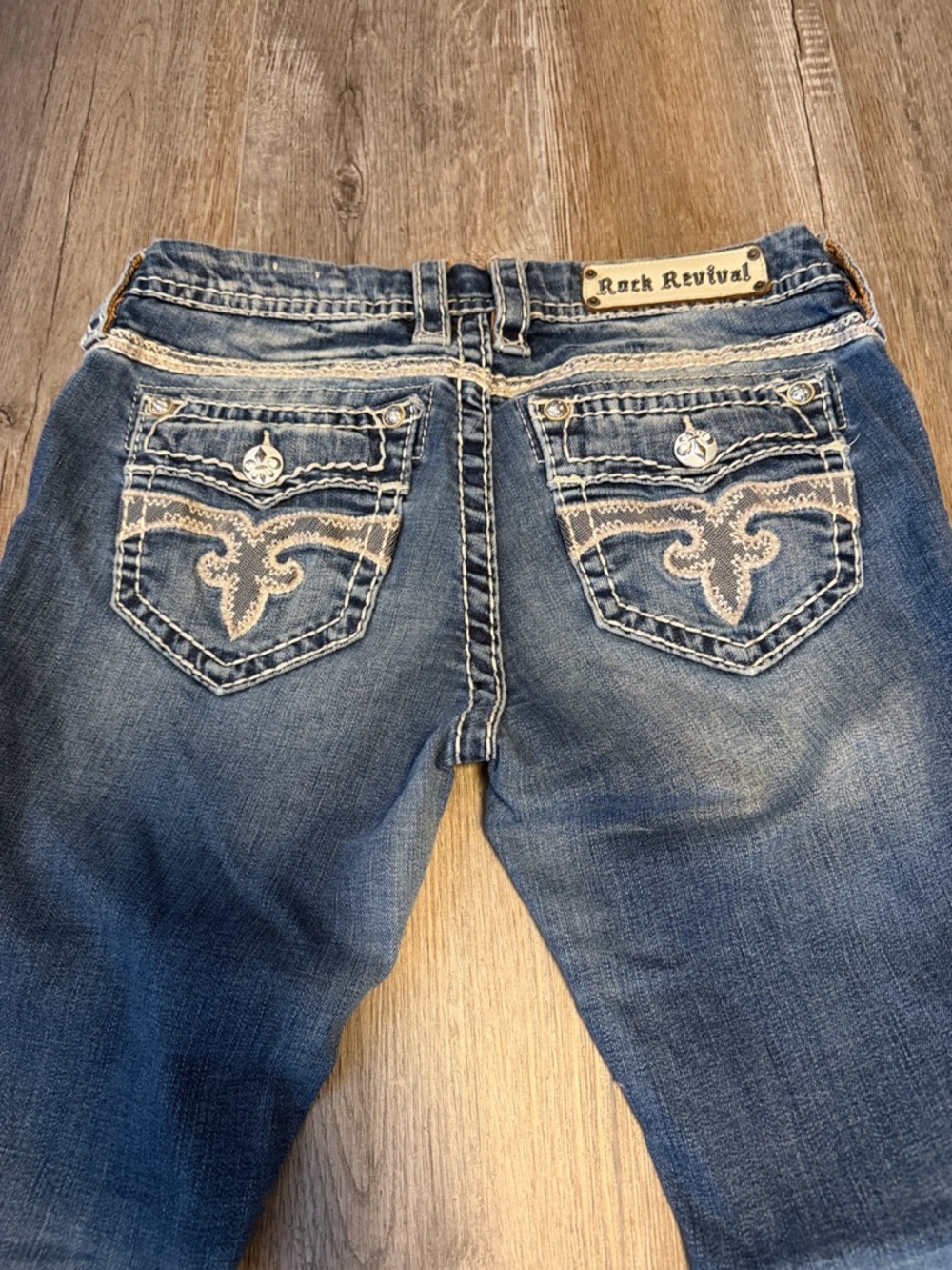 Rock Revival Blue Denim Hana Skinny Jeans with Embroidered Back Pockets